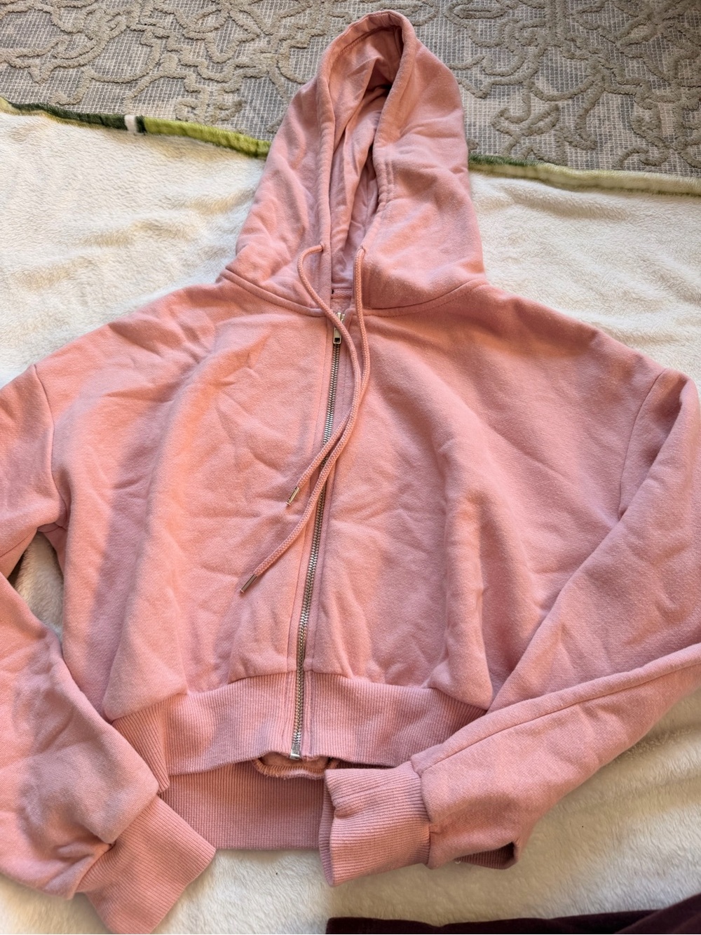 Pink Zip-Up Hooded Sweatshirt